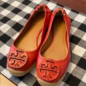 Tory Burch Red Leather Espadrilles